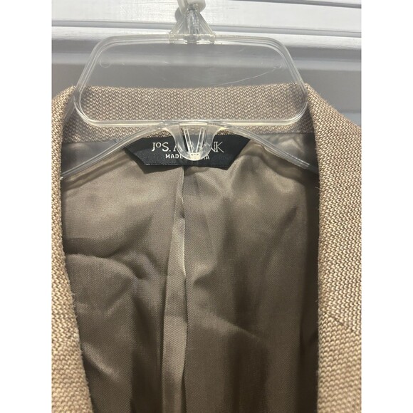 Jos A Bank Sport Coat Blazer Mens Size 40 L Silk Wool Blend Tan Beige 2 Button - Picture 2 of 8